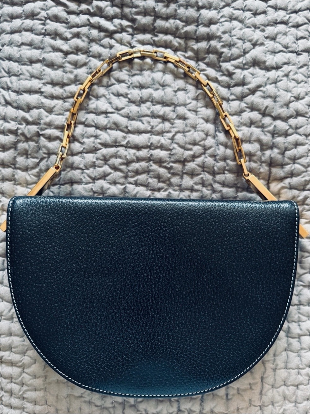 Fendi Black Half-Moon Leather Mini Bag with Gold Chain